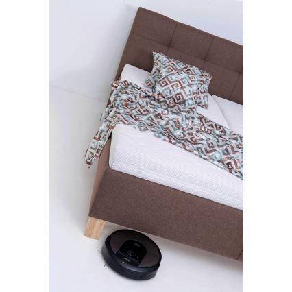 Polsterdatud voodi MARIA 180x200 cm, madratsiga ja panipaigaga, pruun