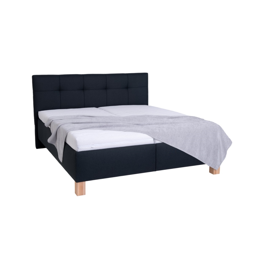 Polsterdatud voodi MARIA 180x200 cm — komplektis kvaliteetne madrats ja mahukas panipaik, antratsiit