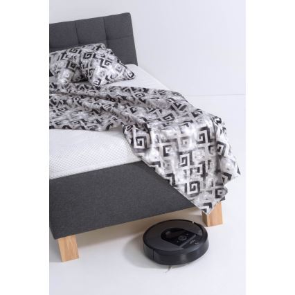 Polsterdatud voodi MARIA ONE 90x200 cm koos madratsiga ja panipaigaga, hall