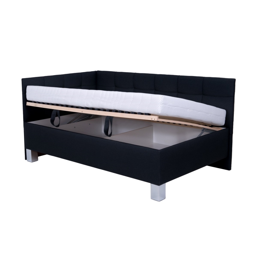 Polsterdatud voodi panipaigaga ilma madratsita MARIA PETITE 120x200 cm antratsiit