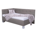 Polsterdatud voodi MARIA PETITE 120x200 cm koos madratsi ja panipaigaga, värvus taupe