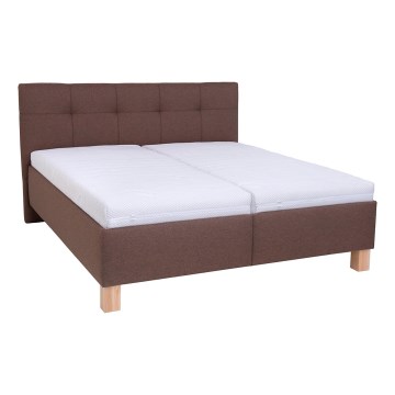 Polsterdatud voodi panipaigaga ilma madratsita MARIA 160x200 cm pruun