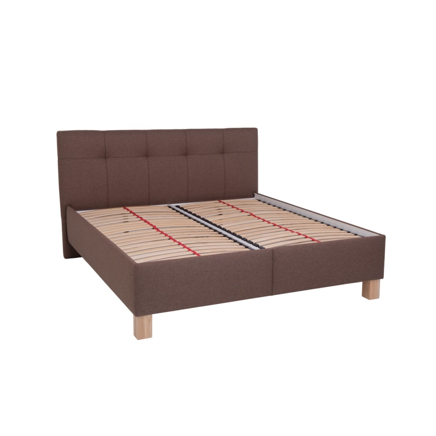 Polsterdatud voodi panipaigaga ilma madratsita MARIA 160x200 cm pruun