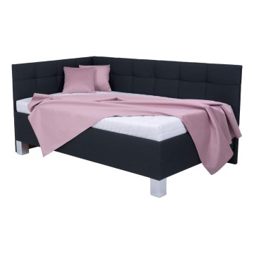 Polsterdatud voodi panipaigaga ilma madratsita MARIA PETITE 120x200 cm antratsiit