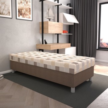 Polsterdatud voodi panipaigaga ja madratsiga GEORGE 90x200 cm pruun