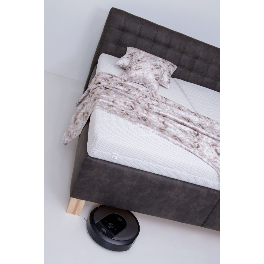 Polsterdatud voodi VIOLET 160x200 cm tumehall – komplektis madrats ja hoiuruum