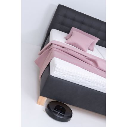 Polsterdatud voodi VIOLET 180x200 cm koos madratsi ja panipaigaga, antratsiithall