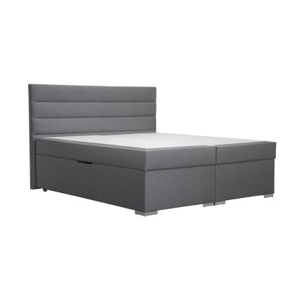 Polsterdatud voodi hoiuruumi, madratsi ja kattemadratsiga NEW BOLERO 160x200 cm hall