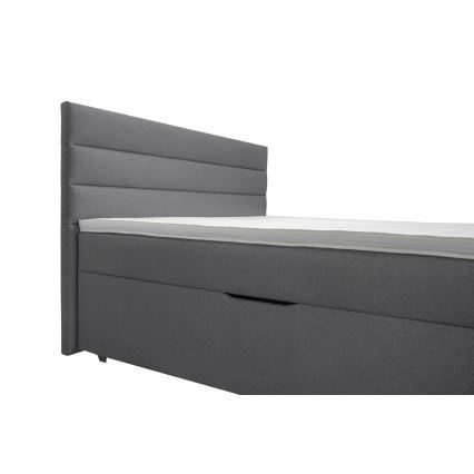 Polsterdatud voodi hoiuruumi, madratsi ja kattemadratsiga NEW BOLERO 160x200 cm hall