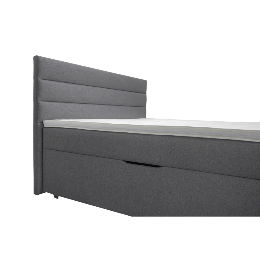 Polsterdatud voodi hoiuruumi, madratsi ja kattemadratsiga NEW BOLERO 160x200 cm hall