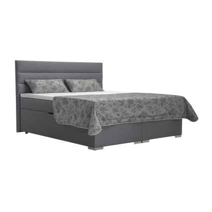 Polsterdatud voodi hoiuruumi, madratsi ja kattemadratsiga NEW BOLERO 160x200 cm hall