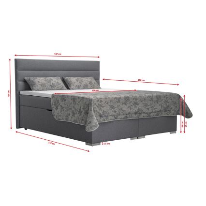 Polsterdatud voodi hoiuruumi, madratsi ja kattemadratsiga NEW BOLERO 160x200 cm hall
