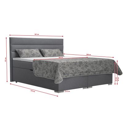 Polsterdatud voodi hoiuruumi, madratsi ja kattemadratsiga NEW BOLERO 180x200 cm hall