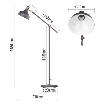 Põrandalamp ARTHUR 1xE27/25W/230V hall