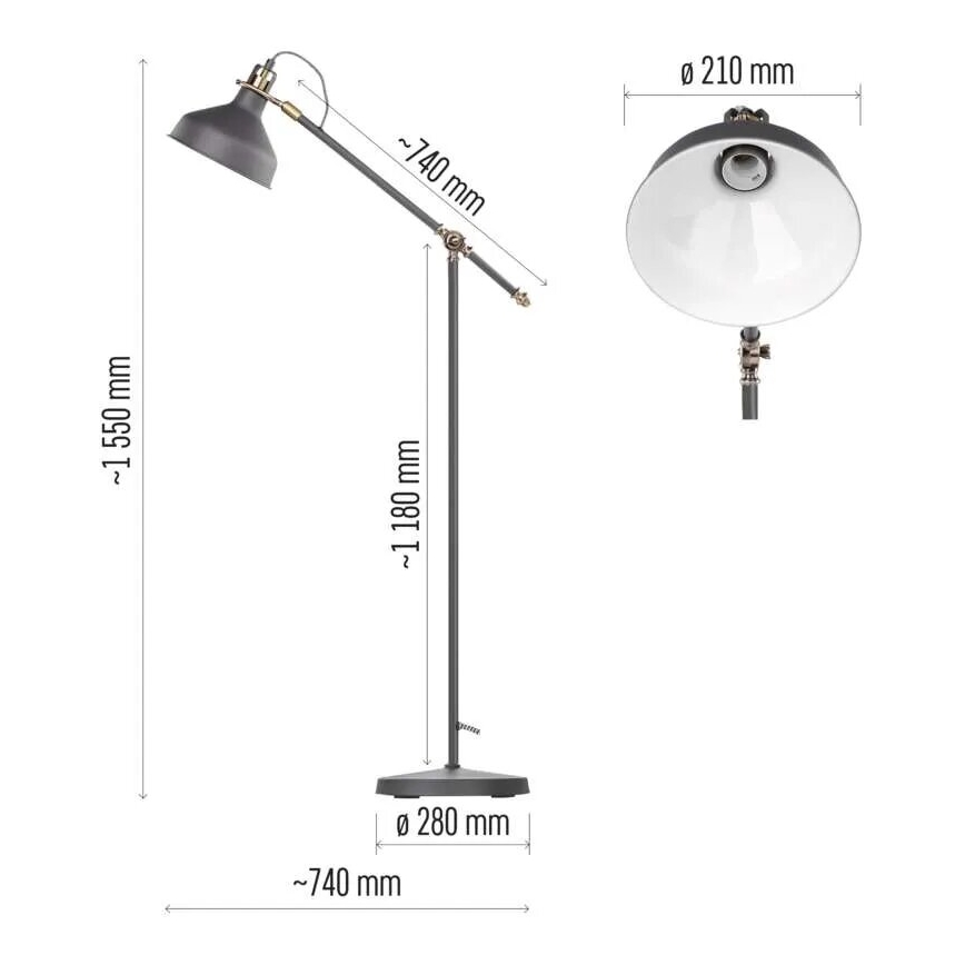 Põrandalamp ARTHUR 1xE27/25W/230V hall