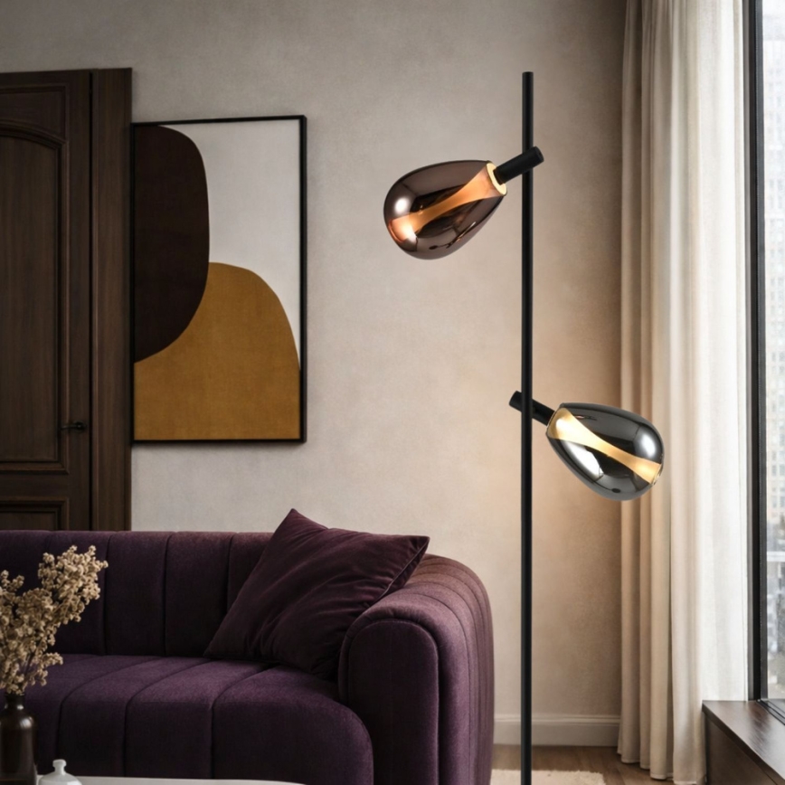 Põrandalamp DENSO 2xG9/5W/230V must kroom/vask