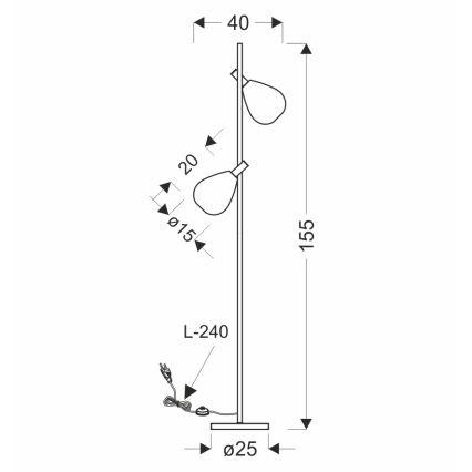 Põrandalamp DENSO 2xG9/5W/230V must kroom/vask