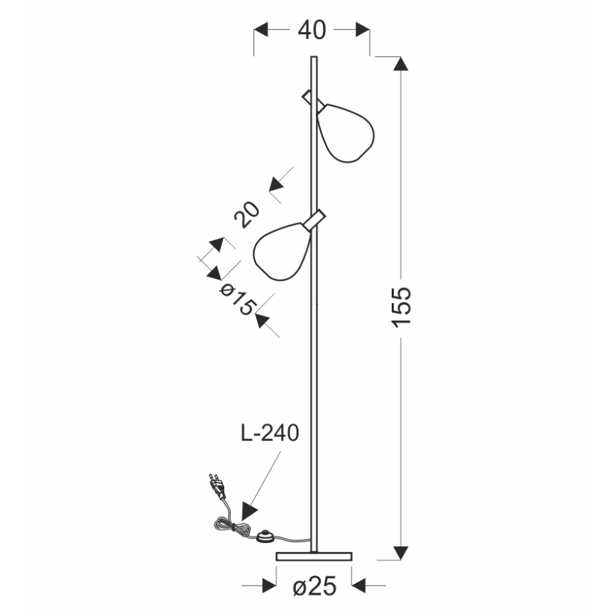 Põrandalamp DENSO 2xG9/5W/230V must kroom/vask