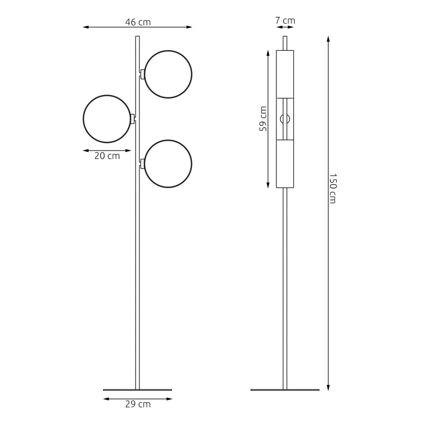 Põrandalamp DRUMZ 3xE14/10W/230V must