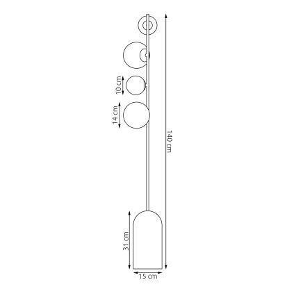 Põrandalamp ETNO 4xG9/8W/230V must