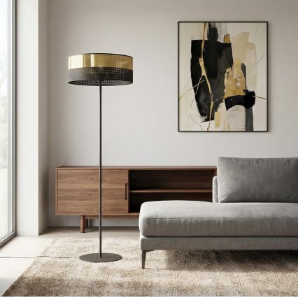 Põrandalamp LUX 1xE27/15W/230V must/kuldne