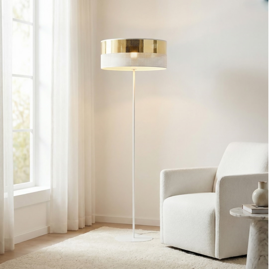 Põrandalamp LUX 1xE27/15W/230V valge/kuldne