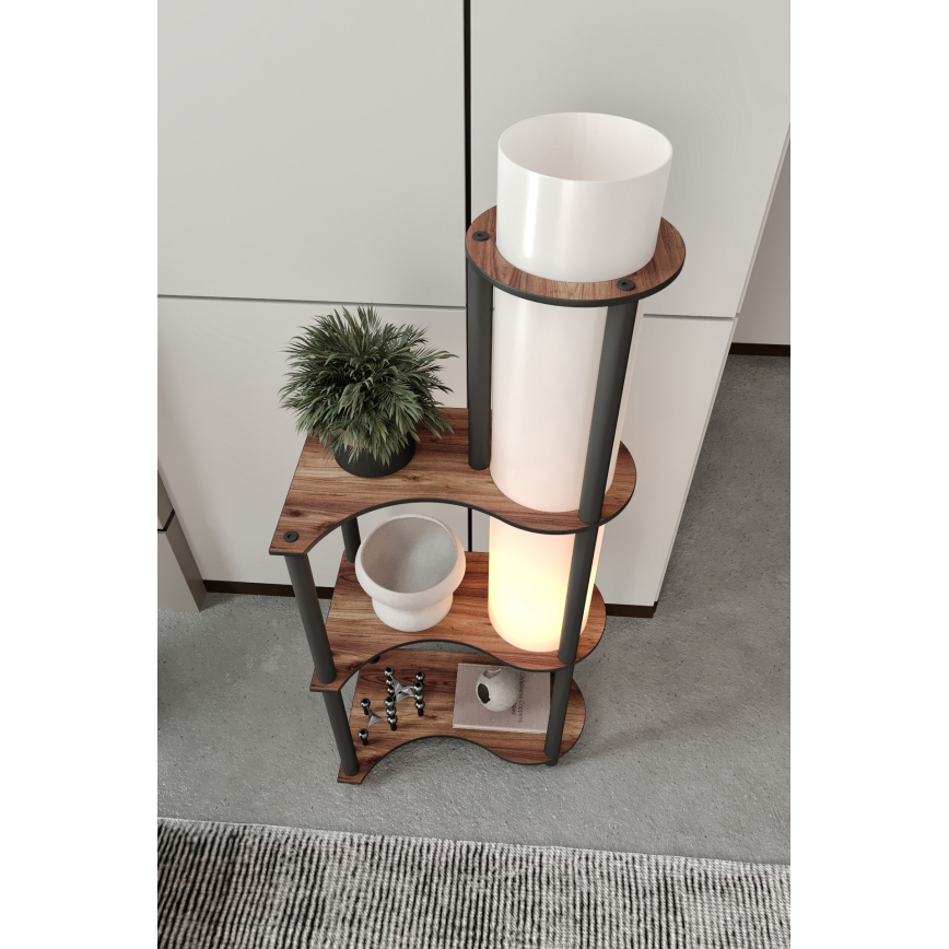 Põrandalamp NOTO riiulitega 1xE27/40W/230V pruun/must