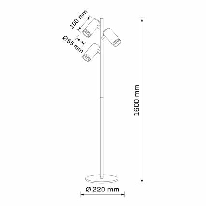 Põrandalamp PARIIS 3xGU10/12W/230V must