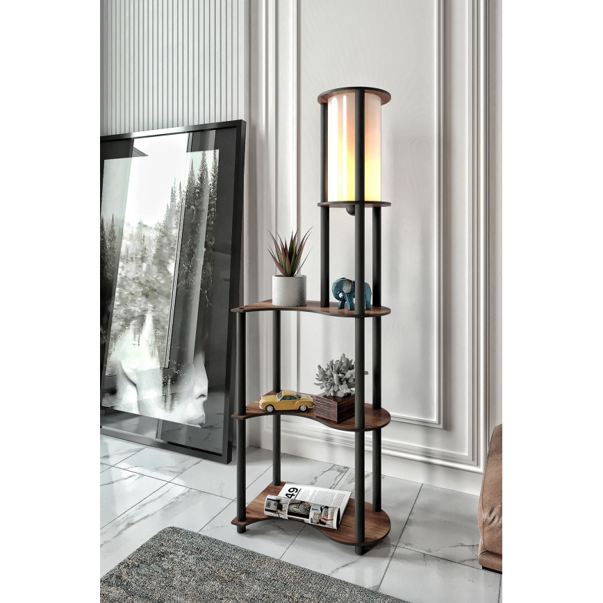 Põrandalamp riiulitega 1xE27/40W/230V 140 cm must/pruun