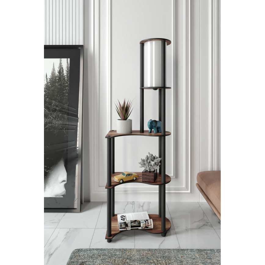 Põrandalamp riiulitega 1xE27/40W/230V 140 cm must/pruun