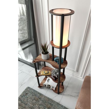 Põrandalamp riiulitega 1xE27/40W/230V 140 cm must/pruun