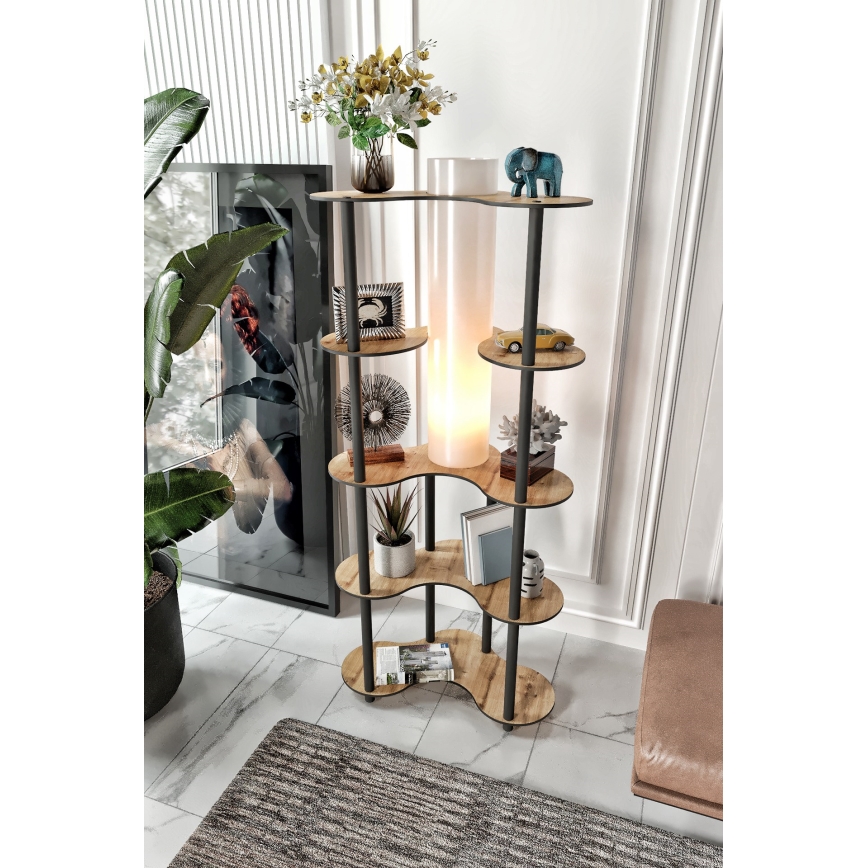 Põrandalamp riiulitega 1xE27/40W/230V 150 cm must/beež