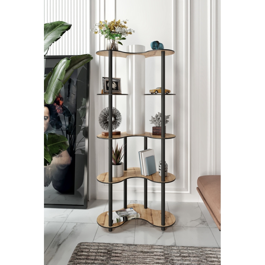 Põrandalamp riiulitega 1xE27/40W/230V 150 cm must/beež