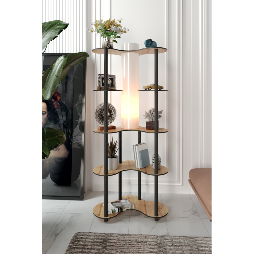 Põrandalamp riiulitega 1xE27/40W/230V 150 cm must/beež