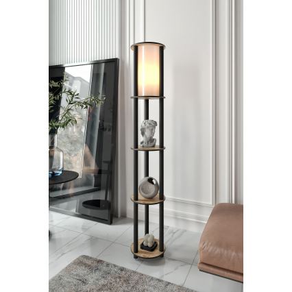 Põrandalamp riiulitega 1xE27/40W/230V 150 cm must/pruun