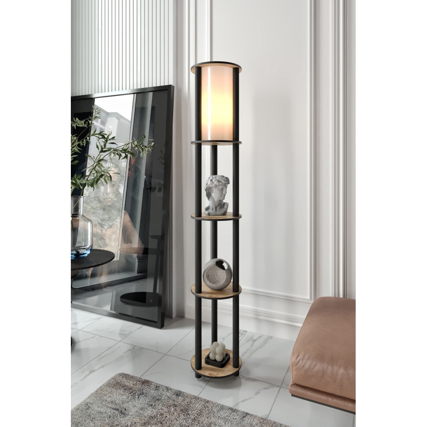 Põrandalamp riiulitega 1xE27/40W/230V 150 cm must/pruun
