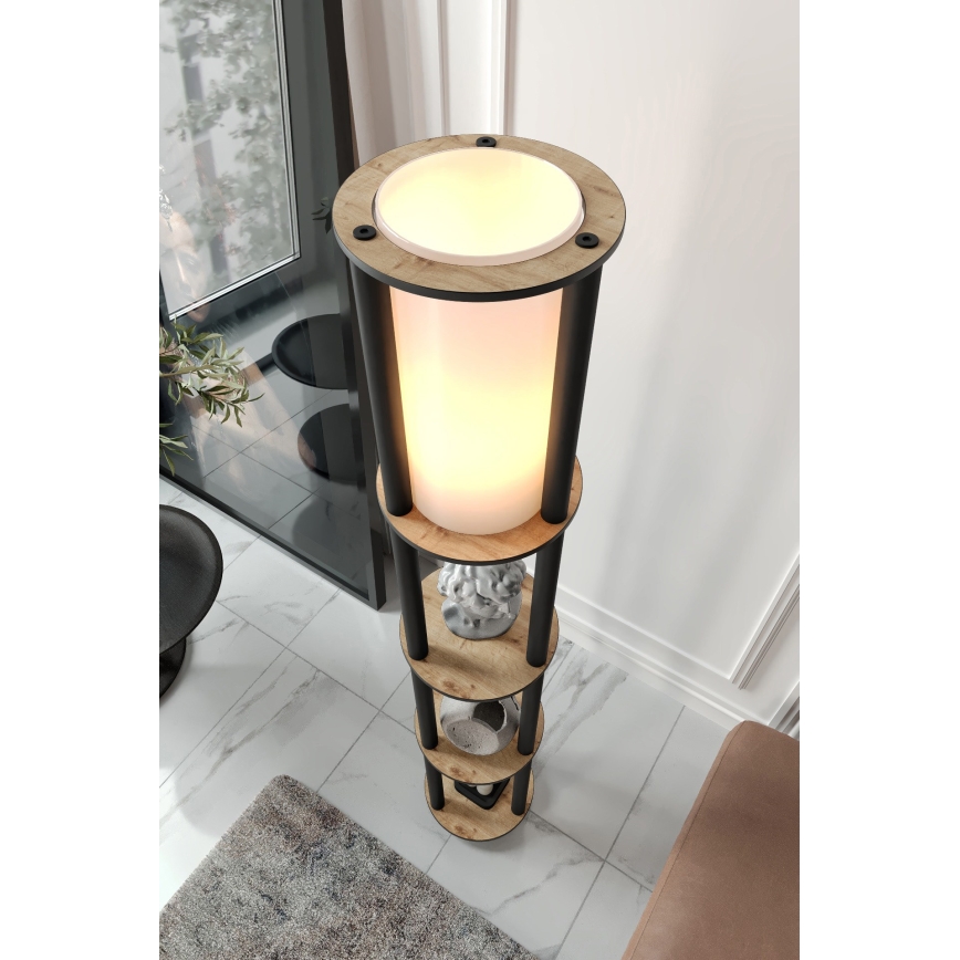 Põrandalamp riiulitega 1xE27/40W/230V 150 cm must/pruun