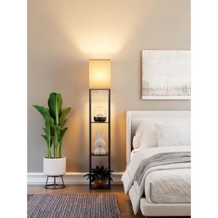 Põrandalamp riiulitega 1xE27/40W/230V 160 cm must/valge