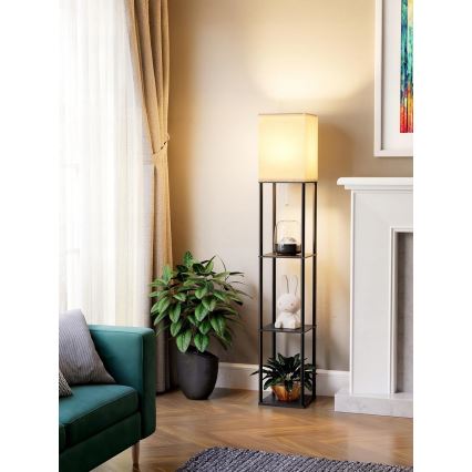Põrandalamp riiulitega 1xE27/40W/230V 160 cm must/valge