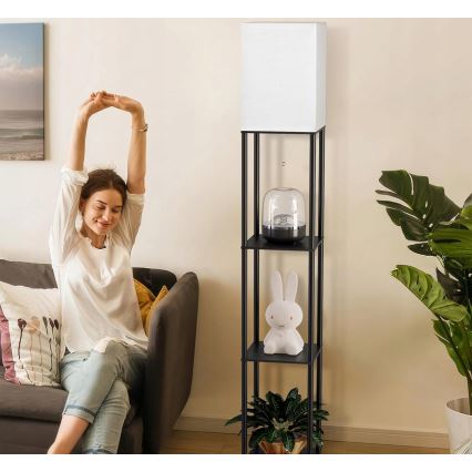 Põrandalamp riiulitega 1xE27/40W/230V 160 cm must/valge