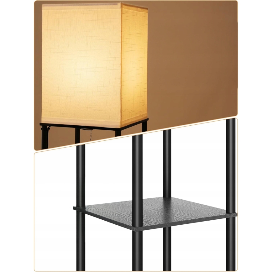 Põrandalamp riiulitega 1xE27/40W/230V 160 cm must/valge