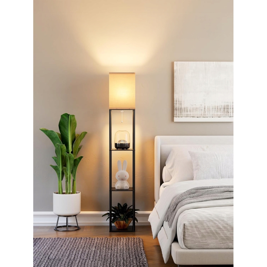 Põrandalamp riiulitega 1xE27/40W/230V must/valge