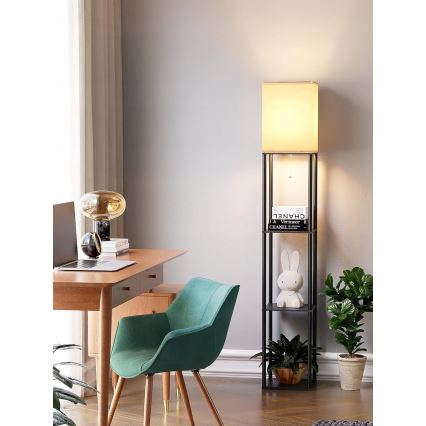 Põrandalamp riiulitega 1xE27/40W/230V must/valge