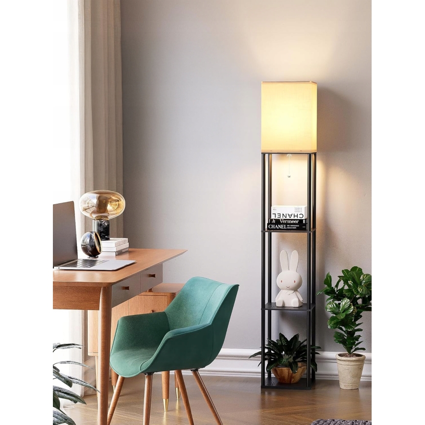 Põrandalamp riiulitega 1xE27/40W/230V must/valge