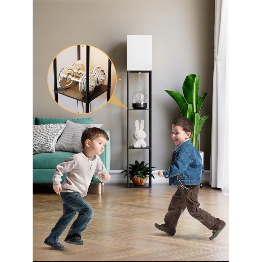 Põrandalamp riiulitega 1xE27/40W/230V must/valge