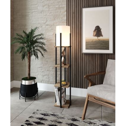 Põrandalamp riiulitega NORA 1xE27/40W/230V must/pruun