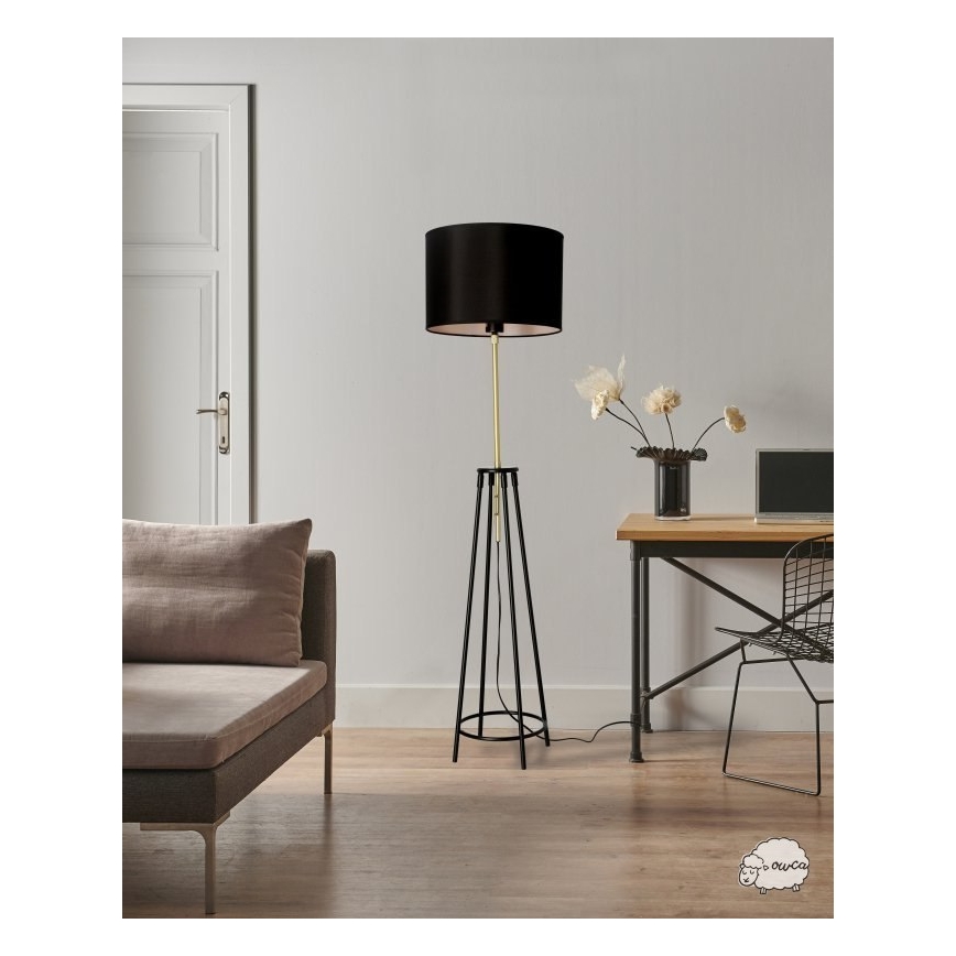 Põrandalamp TEGOLA 1xE27/60W/230V must/kuldne