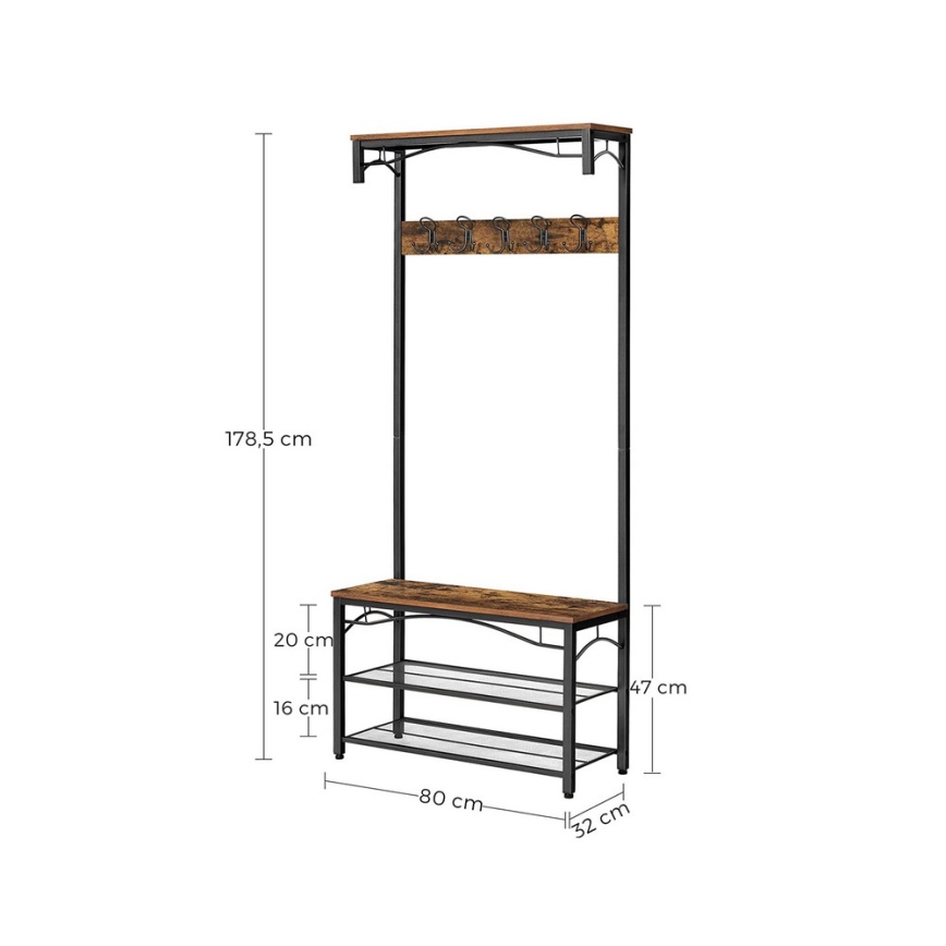 Põrandale mõeldud riidepuu NAVOR, pruun/must