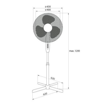 Põrandaventilaator 45W/230V must