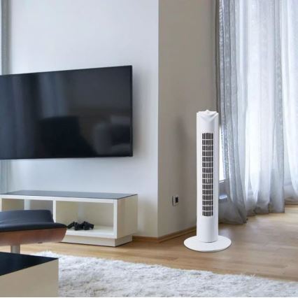 Põrandaventilaator taimeriga 45W/230V valge